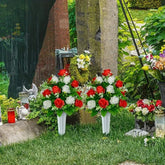 2 Bouquets de Fleurs Artificielles pour Cimetière - Rose Bleu et Gris