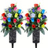 2 Bouquets de Fleurs Artificielles pour Cimetière - Rose Multicolores