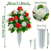 2 Bouquets de Fleurs Artificielles pour Cimetière - Roses Blanches