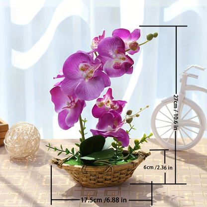 Orchidée Artificielle Réaliste en Pot - 27 cm - Violet