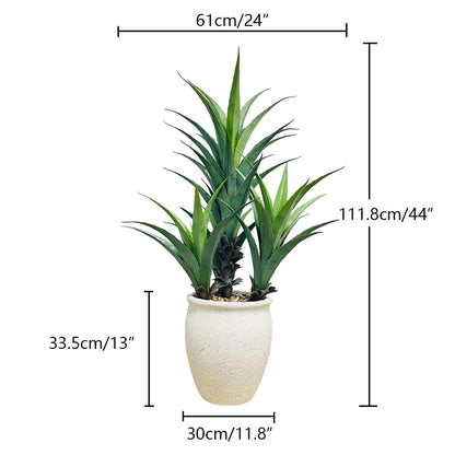 Agave artificielle haut de gamme avec pot texturé – 111 cm