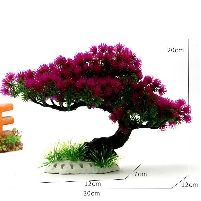 Arbre Artificiel Pourpre pour Aquarium - 30 cm