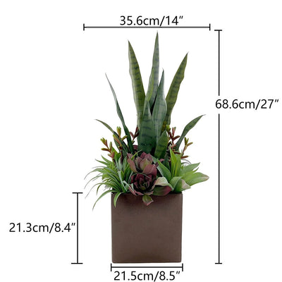 Arrangement de Succulentes et Sansevieria Artificiel en Pot