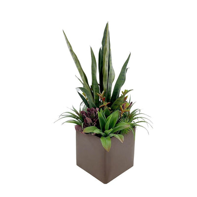 Arrangement de Succulentes et Sansevieria Artificiel en Pot