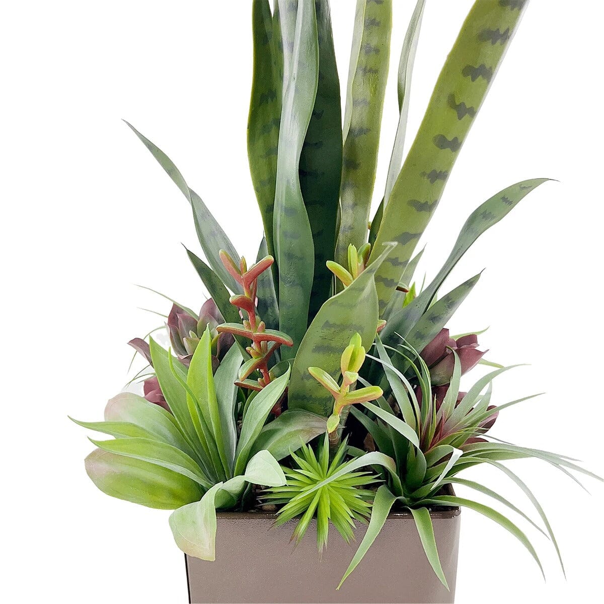 Arrangement de Succulentes et Sansevieria Artificiel en Pot