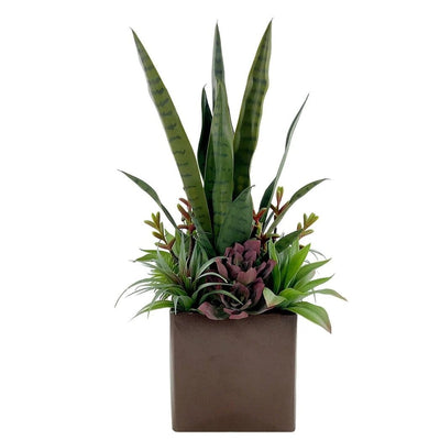 Arrangement Haut de Gamme de Succulentes et Sansevieria Artificiel