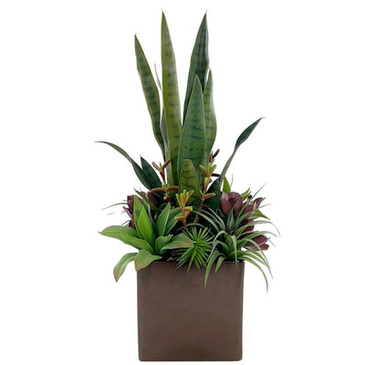 Arrangement Haut de Gamme de Succulentes et Sansevieria Artificiel