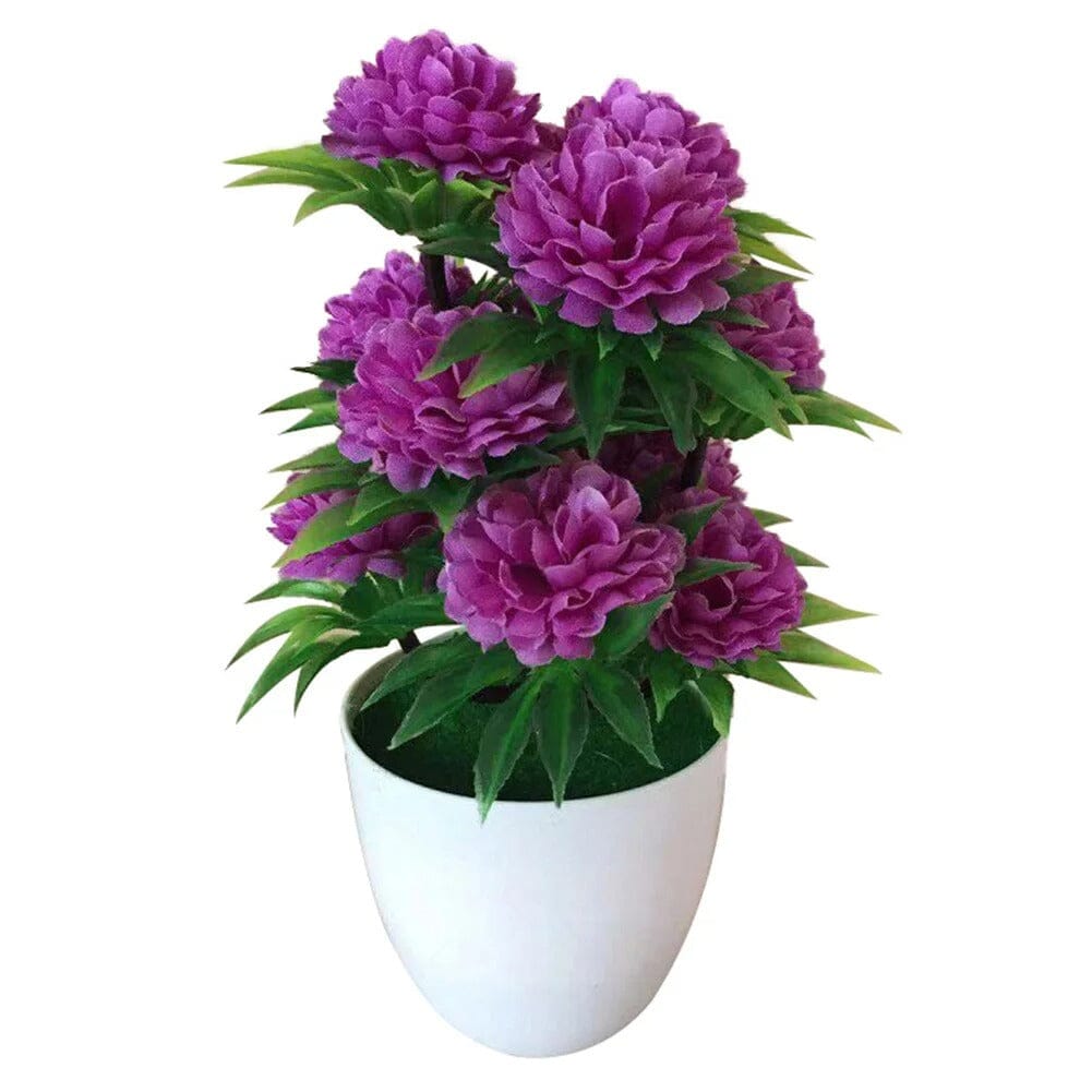 Bonsaï Artificiel Fleurs Violette Chrysanthème - 21 cm