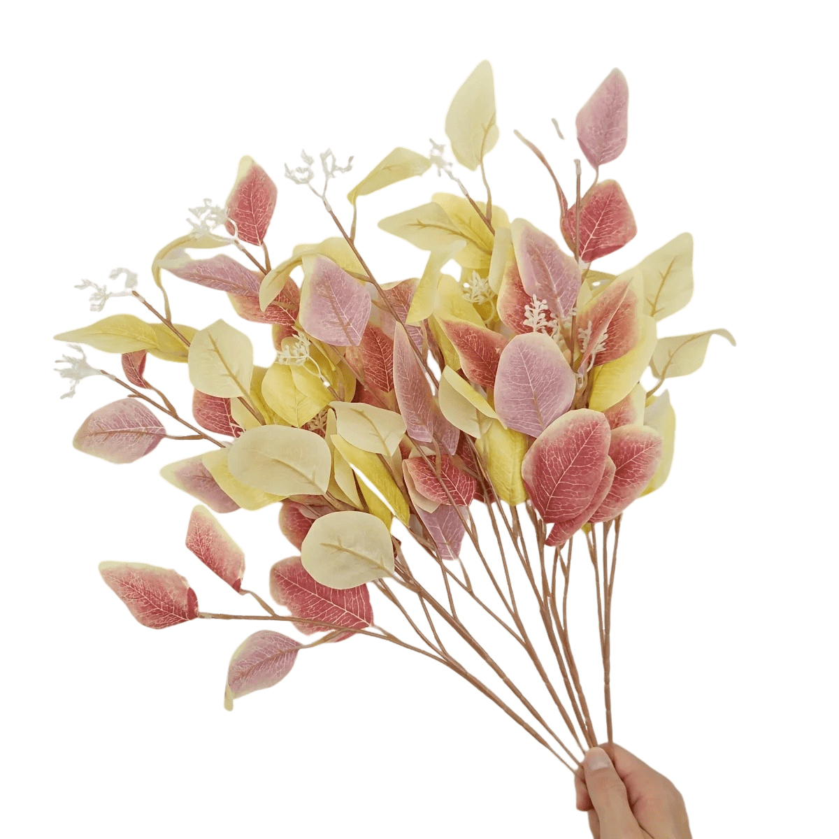 Bouquet Artificiel d'Eucalyptus et Chrysanthème Rouge et Jaune