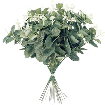 Bouquet Artificiel Eucalyptus et Fleurs Blanches