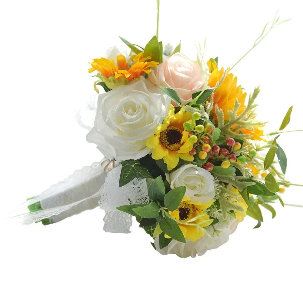 Bouquet Artificiel Mariage Champêtre Tournesol et Roses