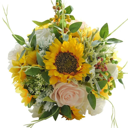 Bouquet Artificiel Mariage Champêtre Tournesol et Roses