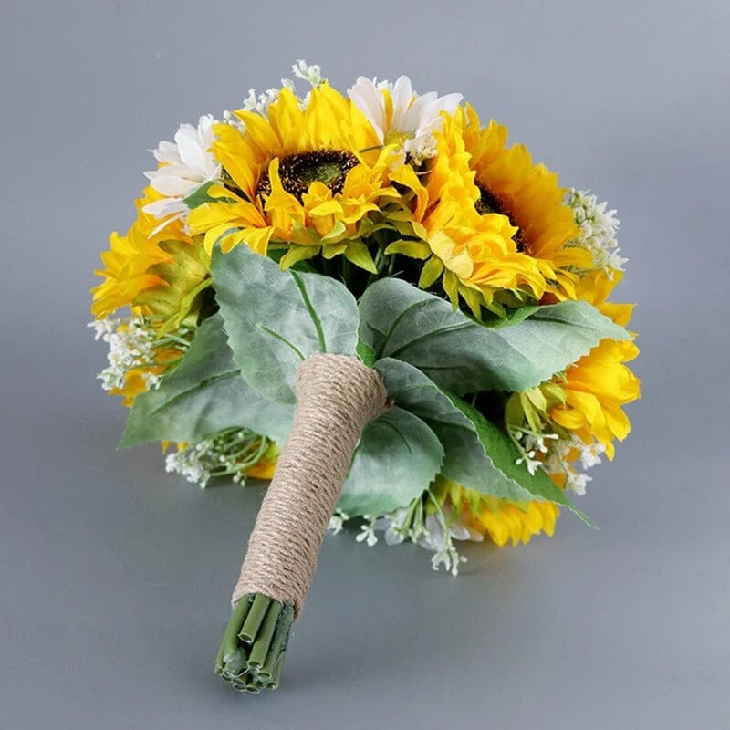 Bouquet Artificiel Mariage Tournesol et Marguerite - 28 cm