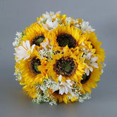 Bouquet Artificiel Mariage Tournesol et Marguerite - 28 cm