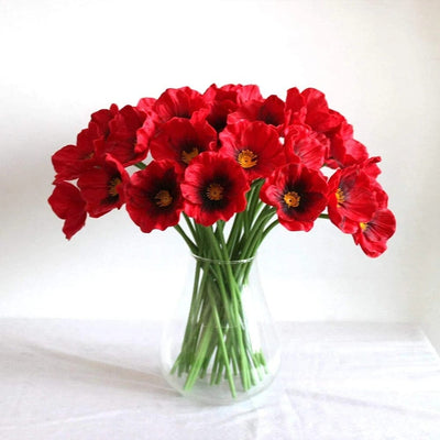 Bouquet Coquelicot Artificiel Rouge - 35 cm