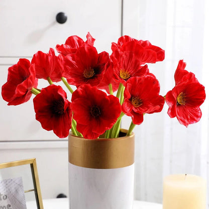 Bouquet Coquelicot Artificiel Rouge - 35 cm