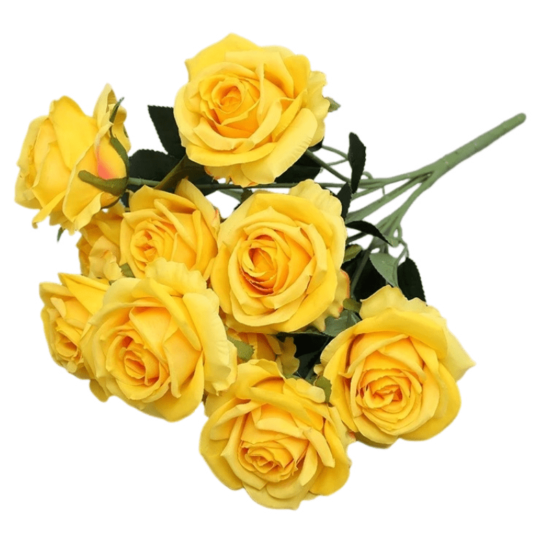 Bouquet de 10 roses artificielles jaunes