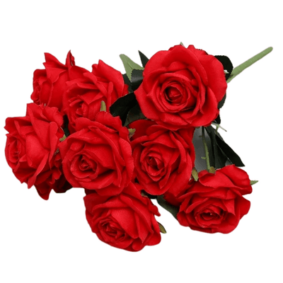 Bouquet de 10 roses artificielles rouges