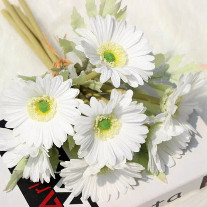 Bouquet de 7 Chrysanthèmes Artificiels Blanc - Haute Qualité