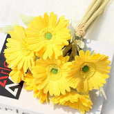 Bouquet de 7 Chrysanthèmes Artificiels Jaune - Haute Qualité