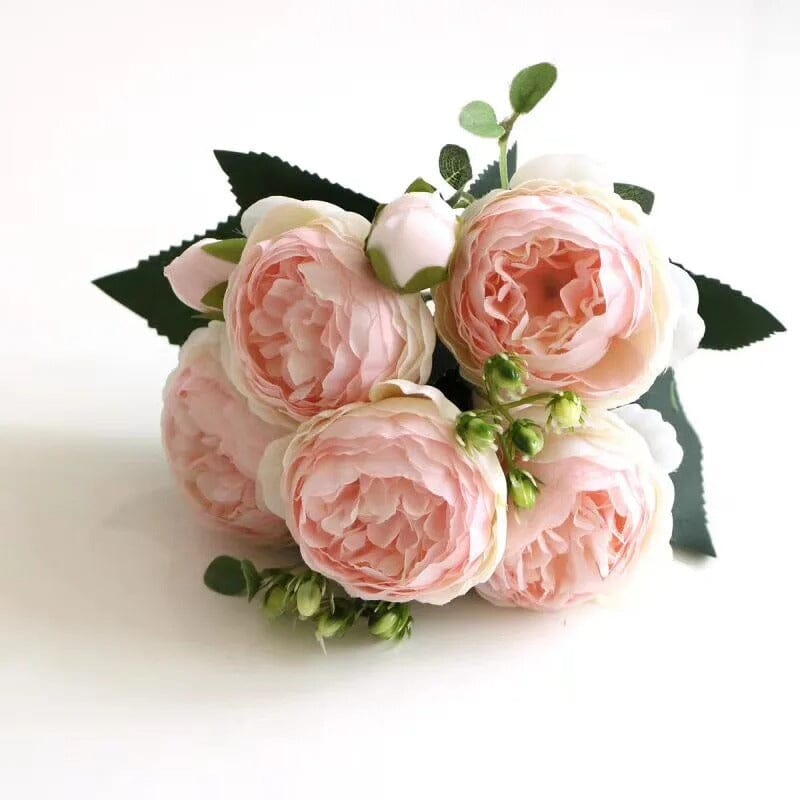 Bouquet de Pivoines Artificielles Roses – 5 Fleurs, 30 cm