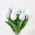 Bouquet Tulipe Artificielle - Bleu et Blanc (10 Fleurs)