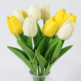 Bouquet Tulipe Artificielle - Jaune et Blanc (10 Fleurs)