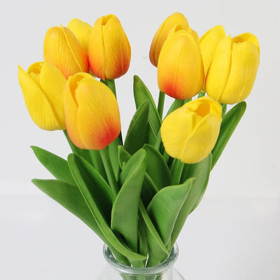 Bouquet Tulipe Artificielle - Jaune et Jaune Orangé (10 Fleurs)