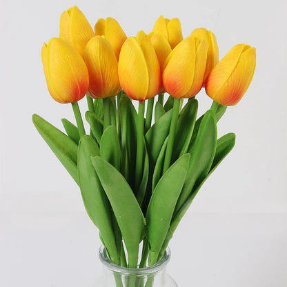 Bouquet Tulipe Artificielle - Jaune Orangé (10 Fleurs)