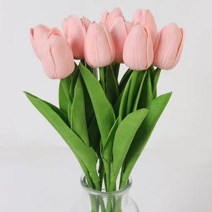 Bouquet Tulipe Artificielle - Rose clair (10 Fleurs)