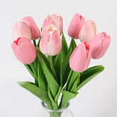 Bouquet Tulipe Artificielle - Rose et Rose Clair (10 Fleurs)