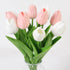 Bouquet Tulipe Artificielle - Rose Pâle et Blanc (10 Fleurs)