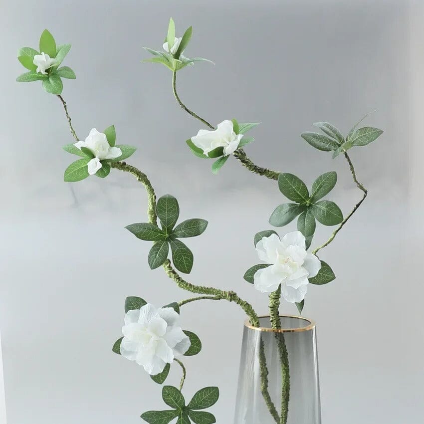 Branche de fleurs d'azalée blanche artificielle - 70 cm