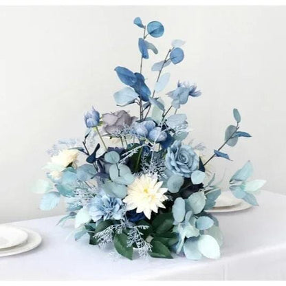 Centre de Table Fleurs Artificielle – Arrangement Bleu et Blanc