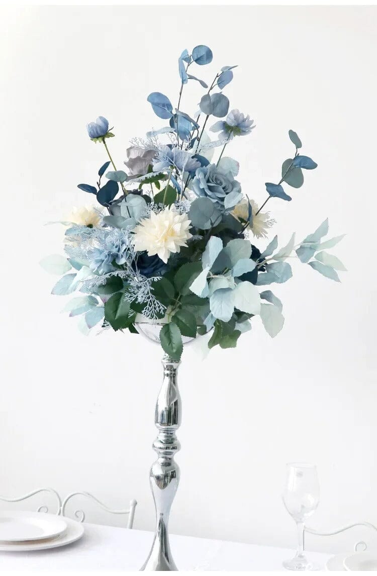 Centre de Table Fleurs Artificielle – Arrangement Bleu et Blanc