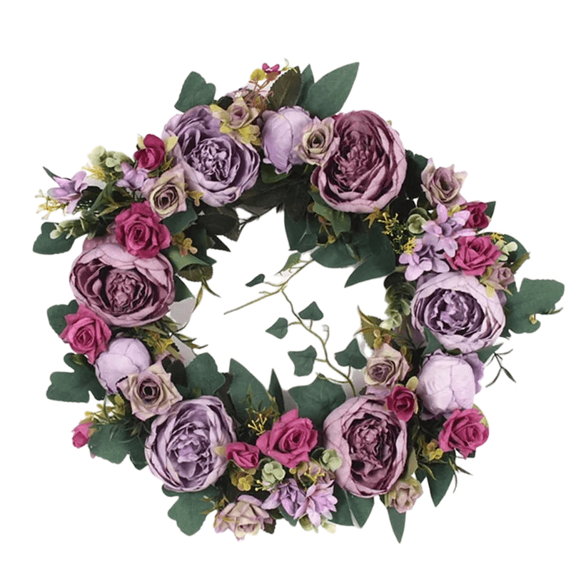 Couronne de Fleurs Romantiques avec Pivoines et Roses