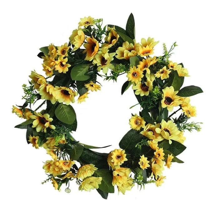 Couronne Fleurs Artificielle Tournesol - 45 cm