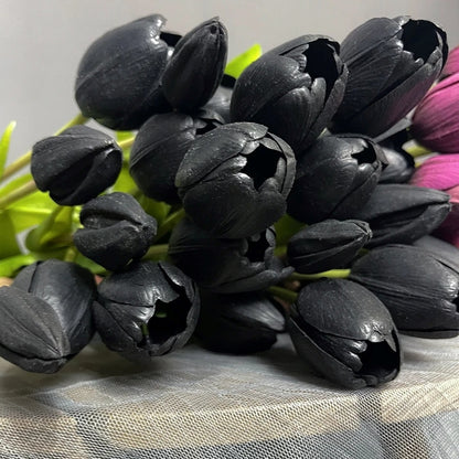 Tulipes Artificielles Luxe - Bouquet 5 Fleurs - Noir