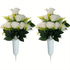 2 Bouquets de Fleurs Artificielles pour Cimetière - Roses Blanches