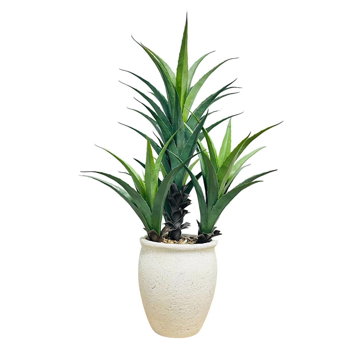 Agave artificielle haut de gamme avec pot texturé – 111 cm