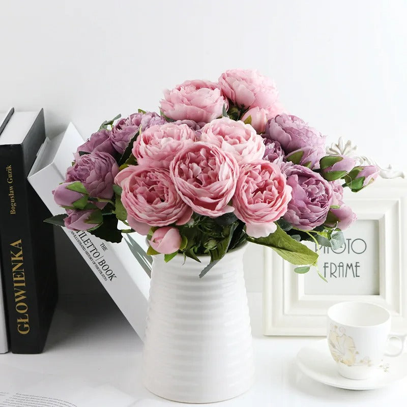 Bouquet de Pivoines Artificielles – 5 Fleurs, 30 cm