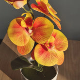 Fausse Orchidée Artificielle en Pot - 35 cm Jaune Orangé