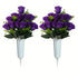 Bouquet Fleurs Artificielles Cimetière - Violets (Lot de 2, avec Support)