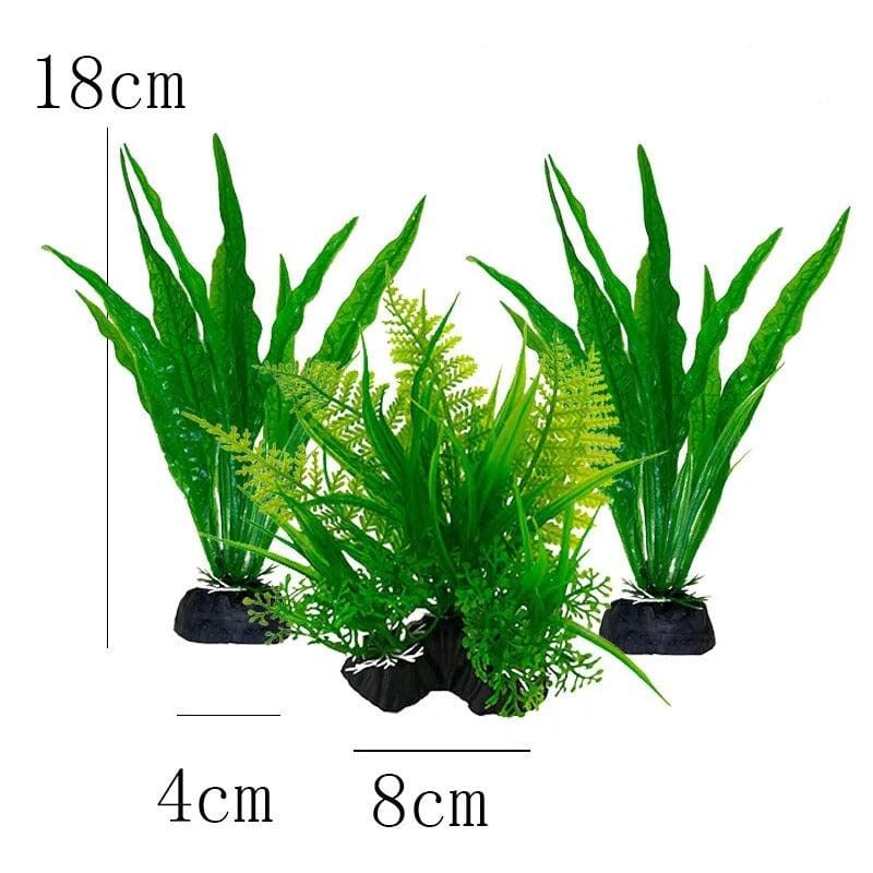 Ensemble de Plantes Artificielles Vertes pour Aquarium - Lot de 3