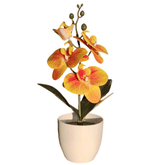 Fausse Orchidée Artificielle en Pot - 35 cm Jaune Orangé