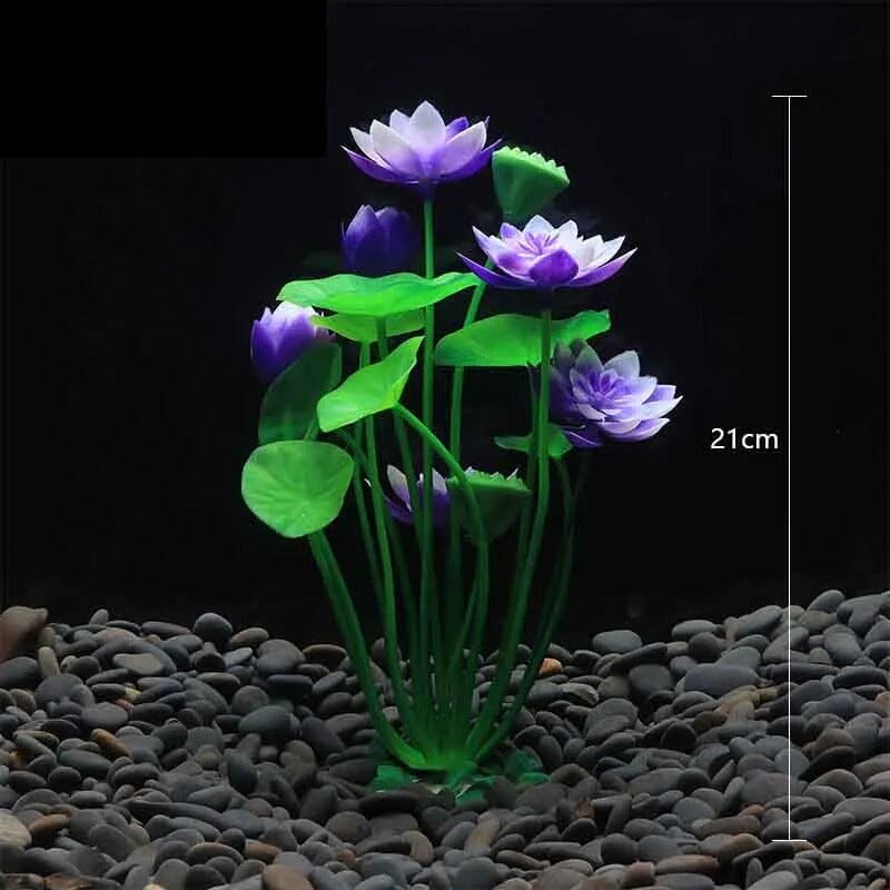 Fausse Plante Artificielle Aquarium Lotus Violettes - 21 cm