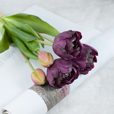 Fausses Tulipes Violet Foncé - Haut de Gamme (5 Tiges)