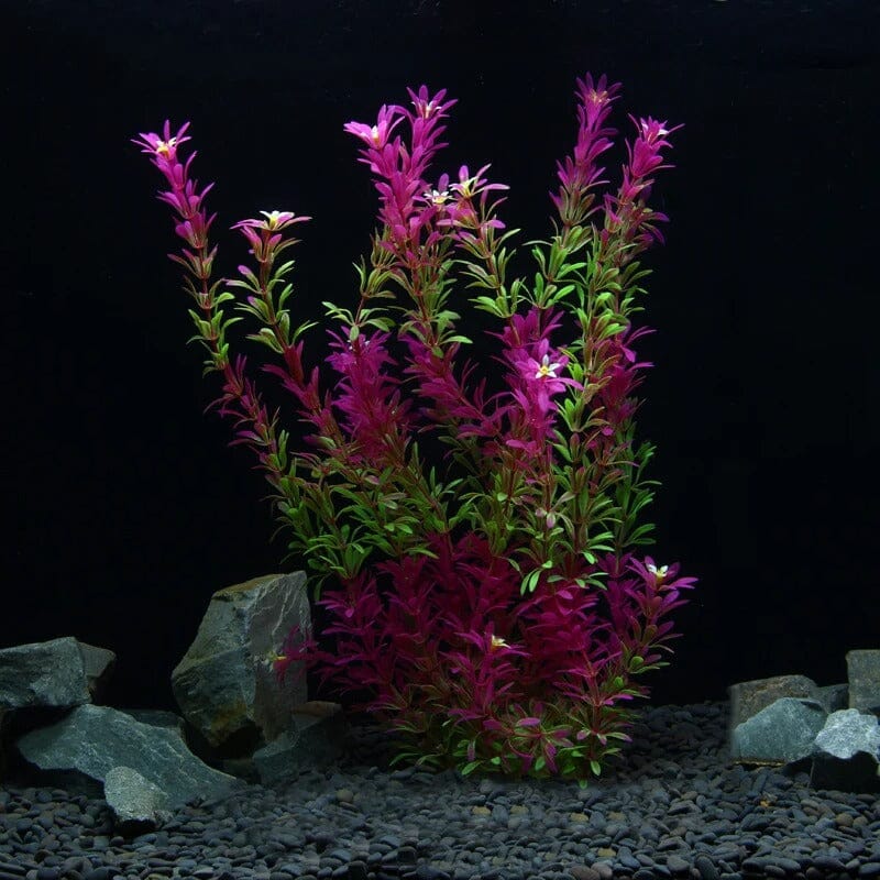 Grande Plante Aquarium Artificielle Verte et Violette