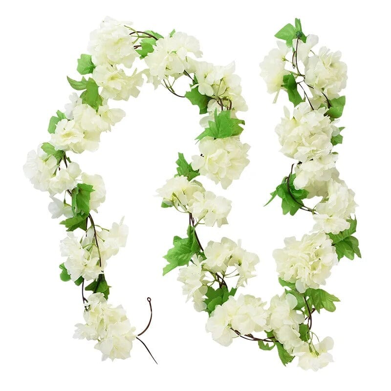 Guirlande d'Hortensias Artificiels Blanc - 2,3m