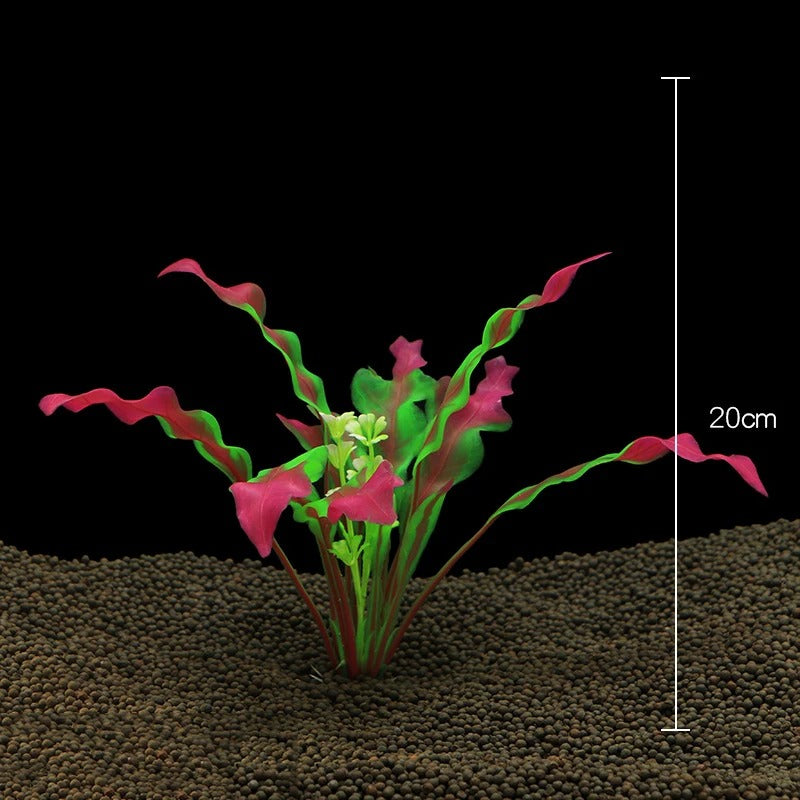 Plante artificielle ondulée rouge et verte pour aquarium – 20 cm